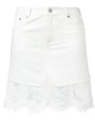 Mcq Alexander Mcqueen Frayed Edge Skirt, Women's, Size: 38, White, Cotton/polyamide