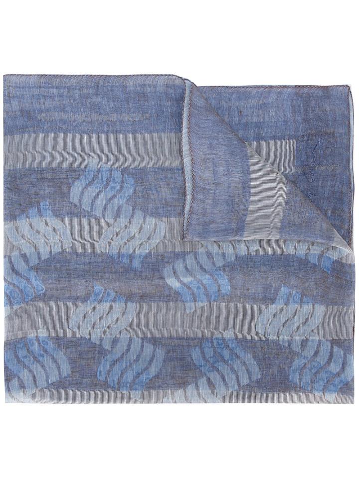 Giorgio Armani - Fine Striped Scarf - Women - Silk/linen/flax/acetate - One Size, Blue, Silk/linen/flax/acetate