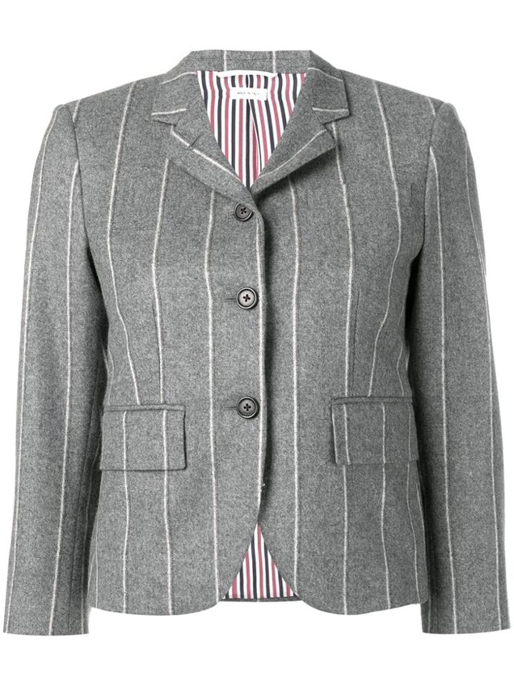 Thom Browne Shadow Stripe Flannel Sport Coat - Grey