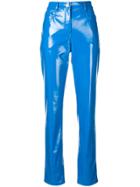 Alberta Ferretti Faux Leather Trousers - Blue