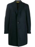 Canali Checked Single-breasted Coat - Blue