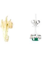 Wouters & Hendrix Gold Claw & Emerald Stud Set Of Earrings - Green