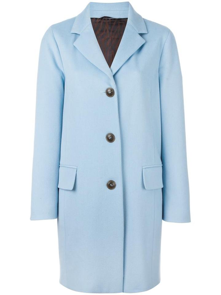 Alberto Biani Button Front Coat, Women's, Size: 38, Blue, Virgin Wool/viscose/acetate