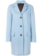 Alberto Biani Button Front Coat, Women's, Size: 38, Blue, Virgin Wool/viscose/acetate