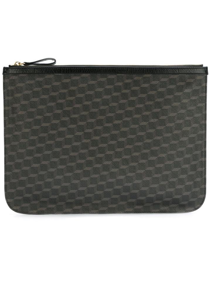 Pierre Hardy 'pouch Canvas Cube' Clutch, Men's, Black, Calf Leather