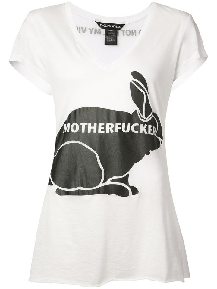 Thomas Wylde - Pine V-neck T-shirt - Women - Lyocell - Xl, White, Lyocell
