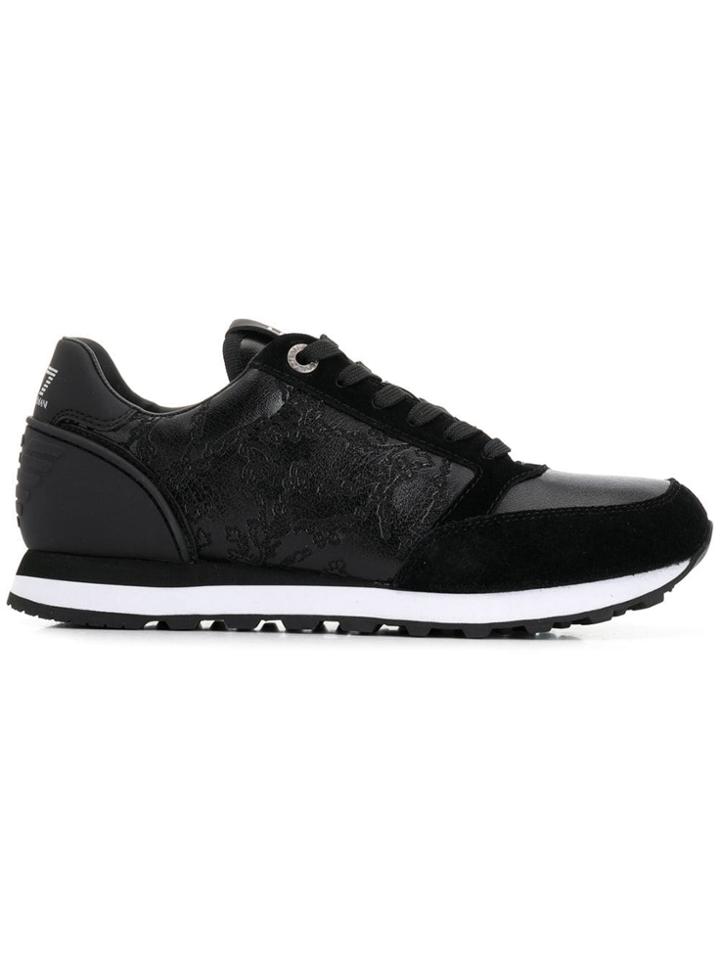 Ea7 Emporio Armani Floral Panelled Sneakers - Black