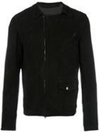 Salvatore Santoro Zip Up Jacket, Men's, Size: 54, Black, Leather/cotton