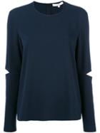 Tibi Slit Elbow Sweatshirt, Women's, Size: 4, Blue, Polyester/triacetate