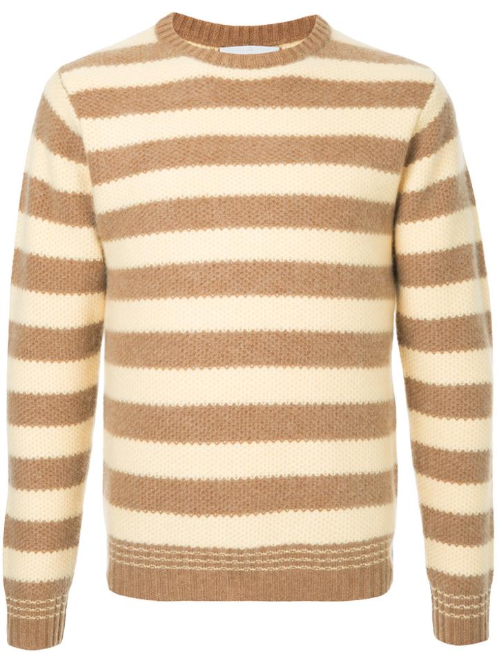 Estnation Striped Crew Neck Jumper - Brown