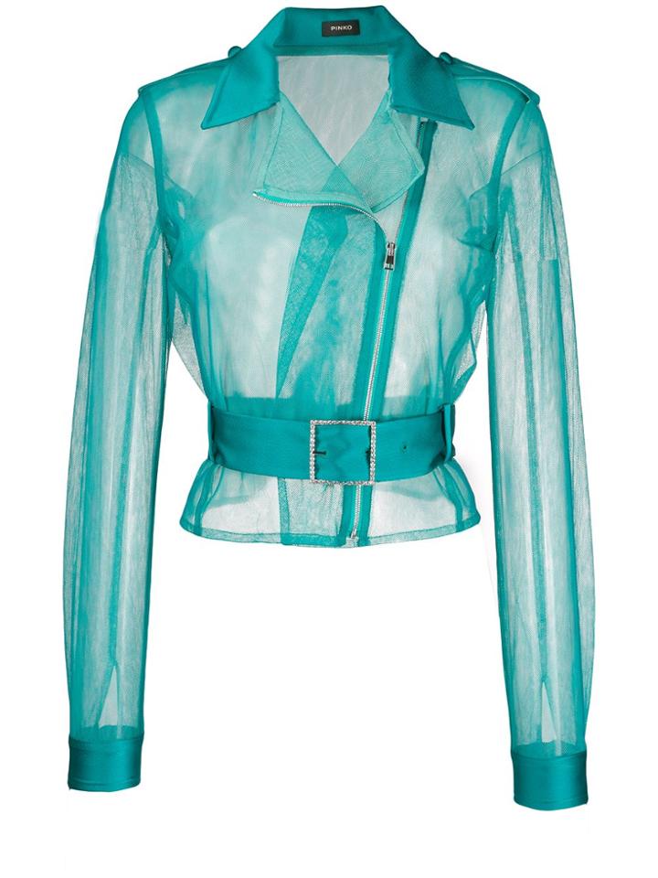 Pinko Sheer Biker Jacket - Green