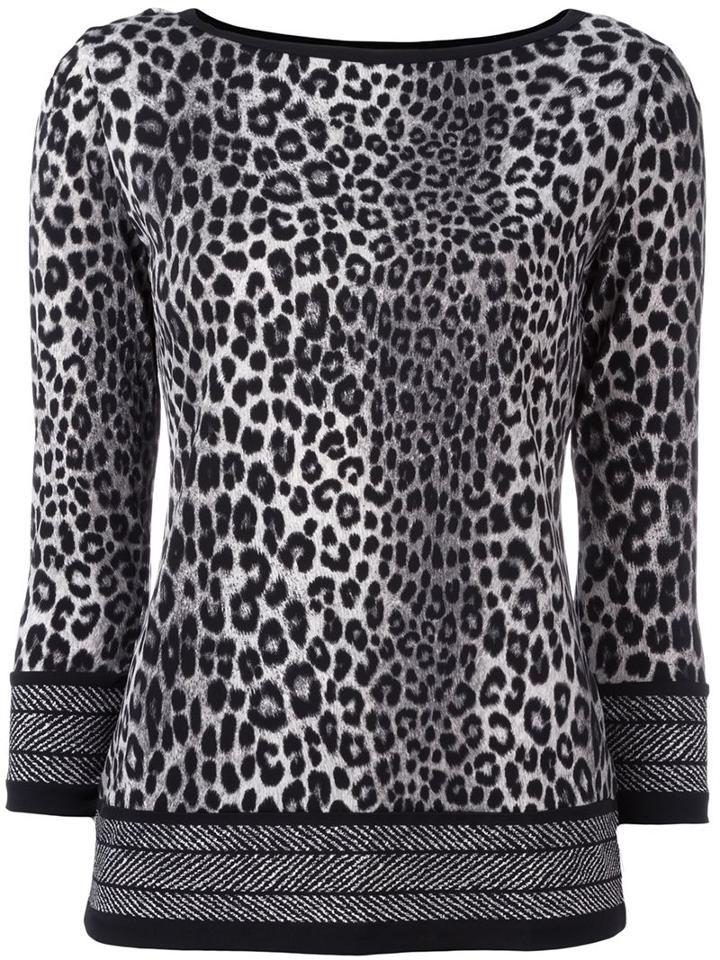 Michael Michael Kors Leopard Print Blouse, Women's, Size: Medium, Black, Polyester/spandex/elastane
