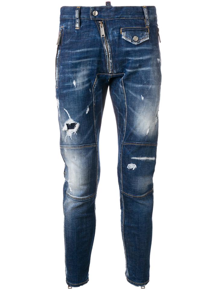 Dsquared2 Biker Distressed Jeans - Blue