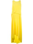 Cédric Charlier Draped Asymmetric Dress, Women's, Size: 42, Yellow/orange, Silk