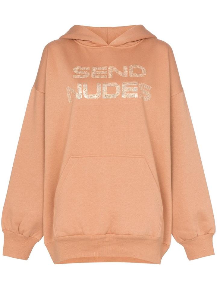 Ashish Send Nudes Studded Slogan Hoodie - Neutrals