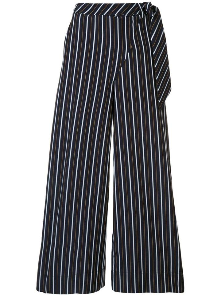 Layeur Striped Wide-leg Trousers - Blue
