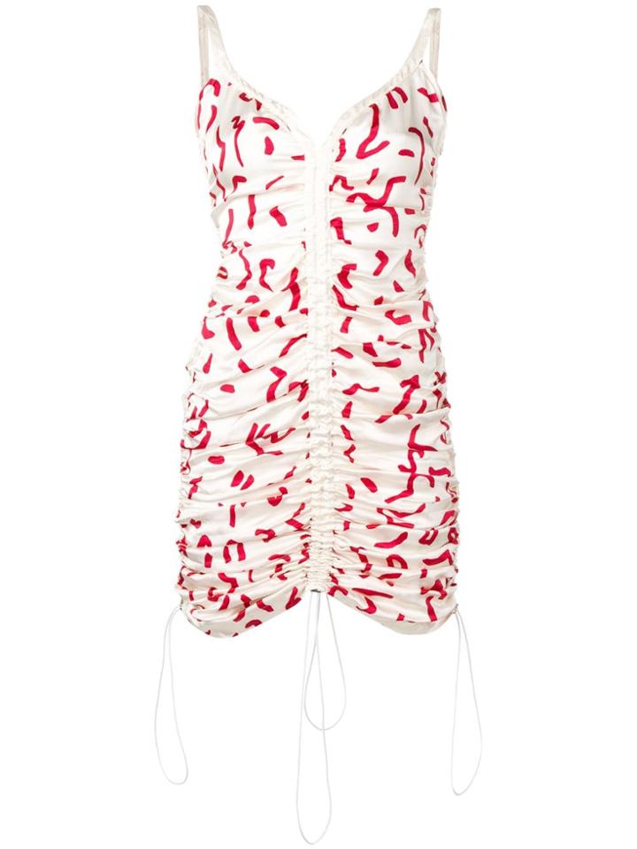 Aalto Printed Ruched Mini Dress - White