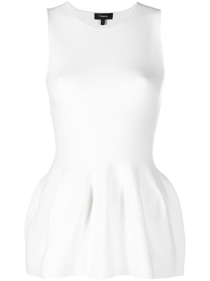 Theory Knitted Peplum Top - White