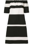 Odeeh Off The Shoulder Striped Dress - Black