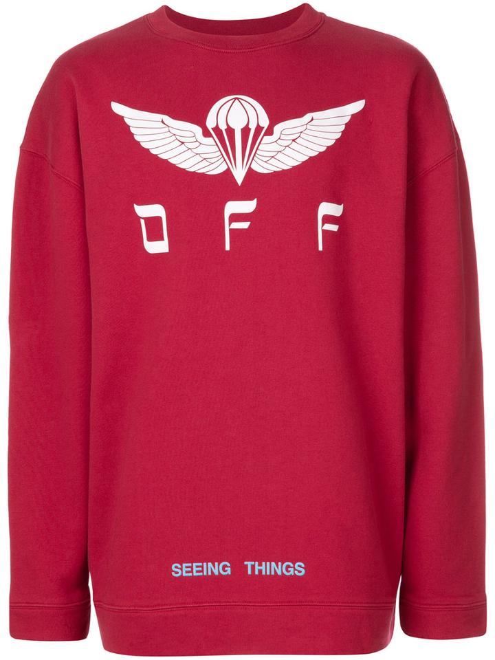 Off-white - Logo Print Sweatshirt - Men - Cotton/spandex/elastane - S, Red, Cotton/spandex/elastane