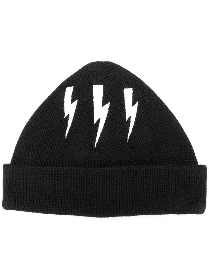 Neil Barrett Lightning Beanie - Black