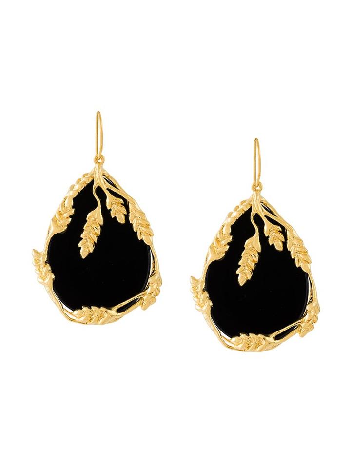 Aurelie Bidermann Leaf Stone Earrings, Women's, Metallic