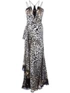 Roberto Cavalli Leopard Print Long Dress, Women's, Size: 42, Brown, Silk