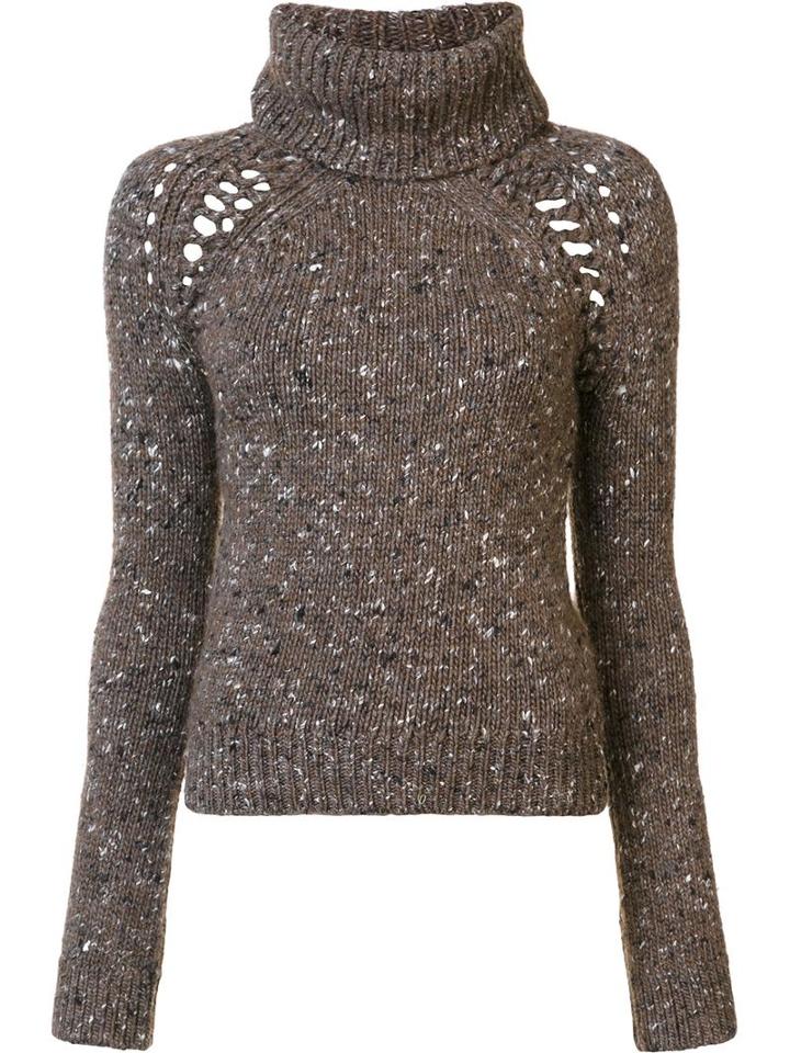 Veronica Beard Turtle Neck Jumper, Women's, Size: Medium, Brown, Silk/wool/alpaca