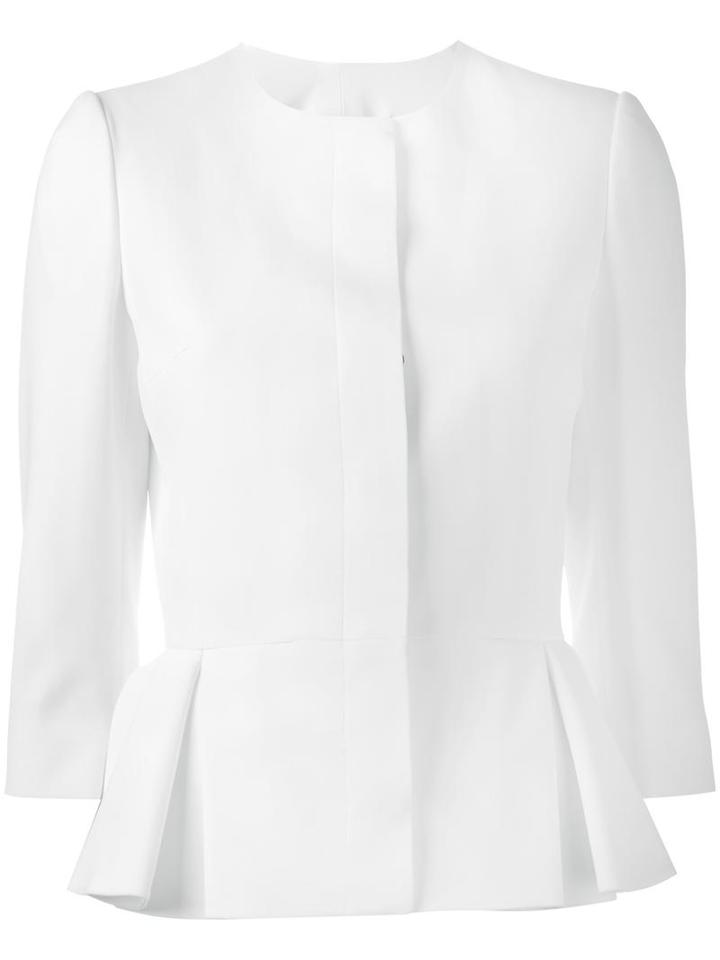 Alexander Mcqueen Peplum Jacket, Women's, Size: 38, White, Viscose/acetate/cupro