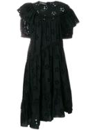 Simone Rocha Broiderie Anglaise Asymmetric Hem Dress - Black