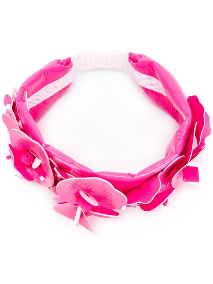 Miu Miu Floral Embellished Headband, Women's, Pink/purple, Polyester