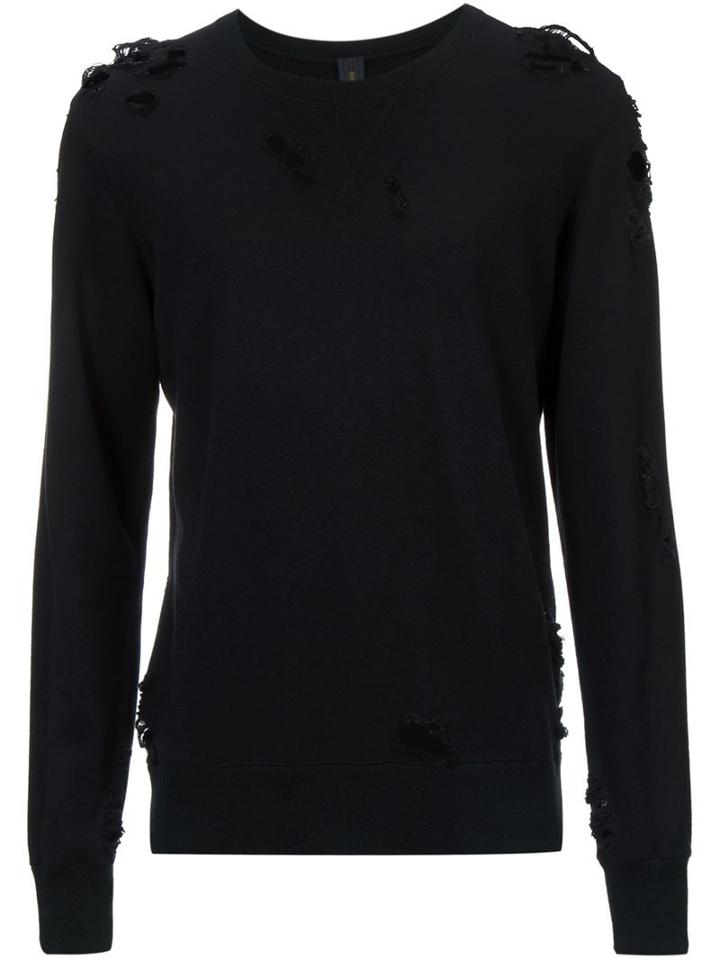 Mihara Yasuhiro Distressed Sweatshirt, Men's, Size: 52, Black, Cotton