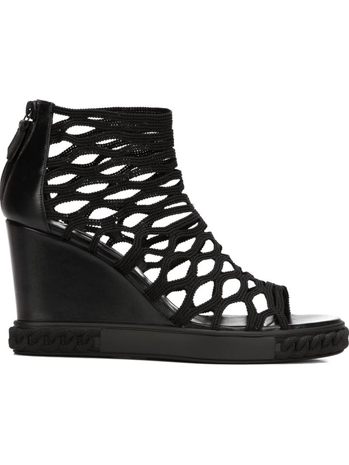 Casadei Wedge Sandals, Women's, Size: 36, Black, Leather