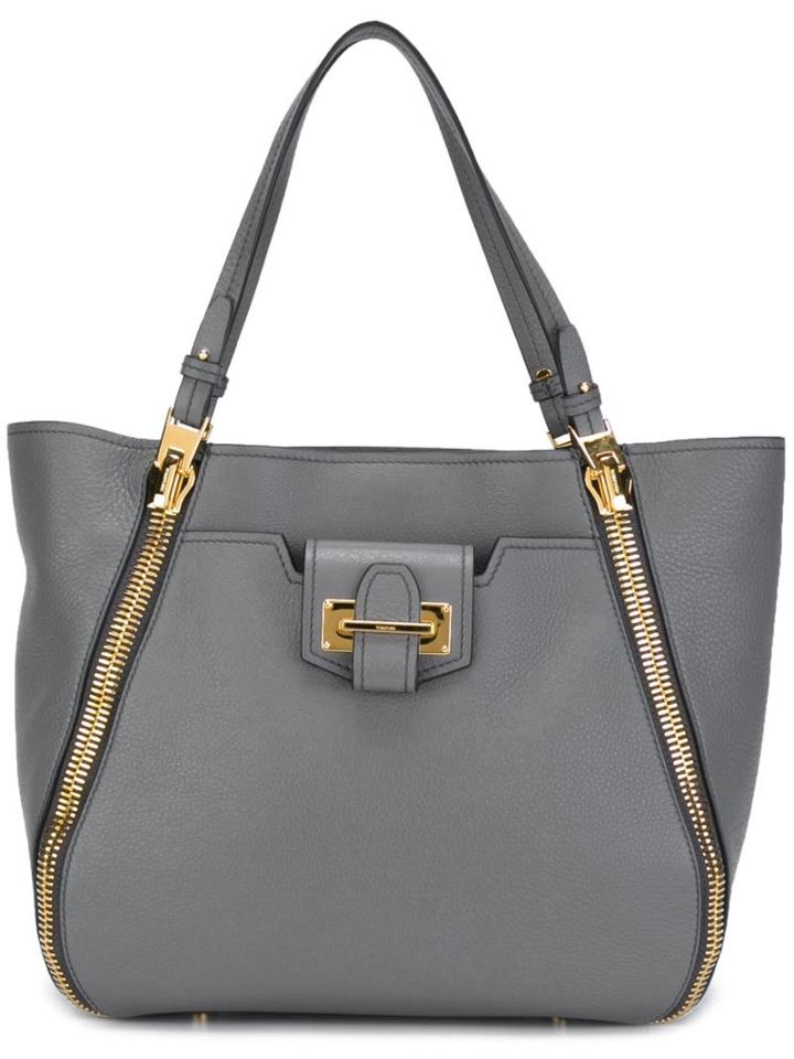 Tom Ford Large Sedgwick Tote, Women's, Grey, Calf Leather/polyester