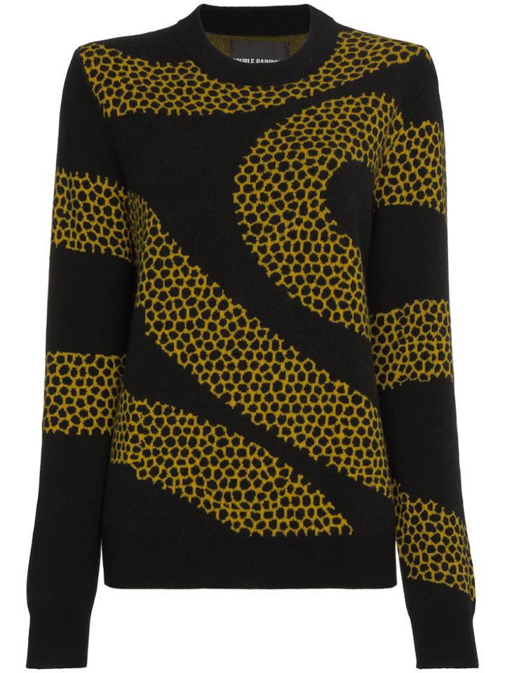 Double Rainbouu Animal Print Jumper - Black