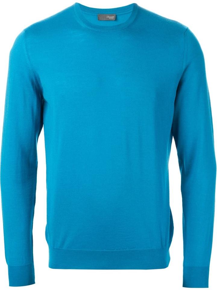 Drumohr Fine Knit Sweater, Men's, Size: 54, Blue, Merino