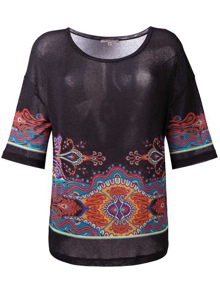 Etro Paisley Pattern T-shirt, Women's, Size: 46, Black, Spandex/elastane/viscose