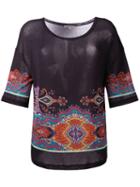 Etro Paisley Pattern T-shirt, Women's, Size: 46, Black, Spandex/elastane/viscose