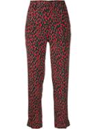 La Doublej Leopard Print Capri Pants - Red