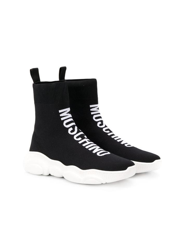 Moschino Kids Logo Sock Sneakers - Black