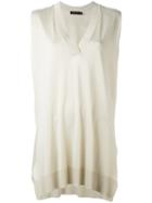Calvin Klein Collection - Sleeveless V-neck Sweater - Women - Silk - M, Nude/neutrals, Silk