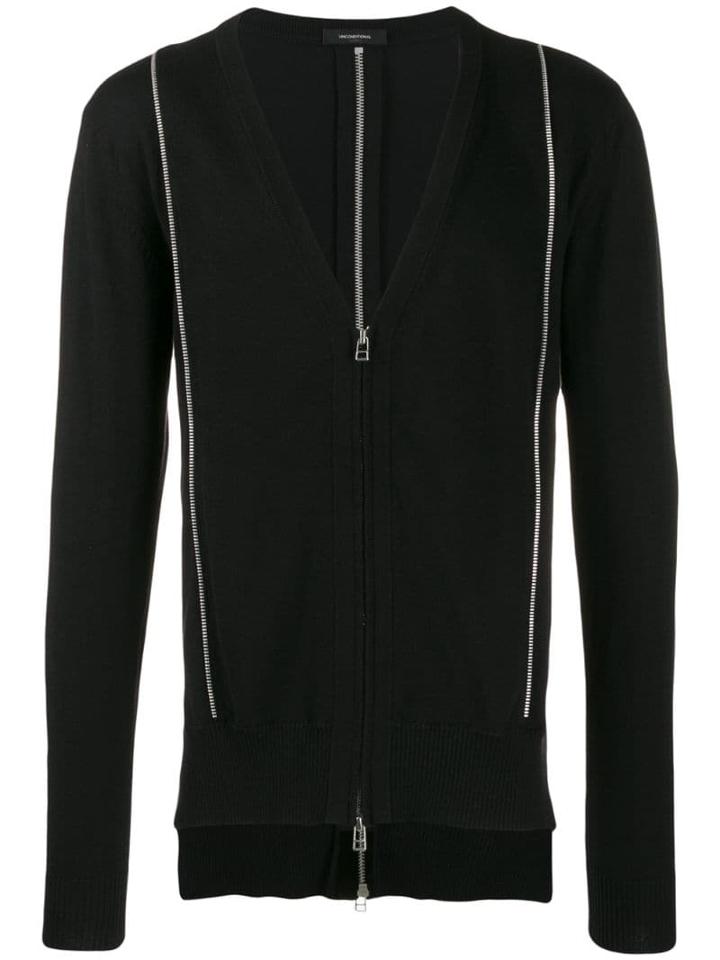Unconditional Zipped Cardigan With Metallic Detail - Black