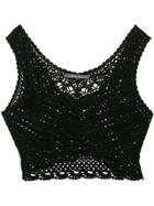Alberta Ferretti Cropped Knitted Top - Black