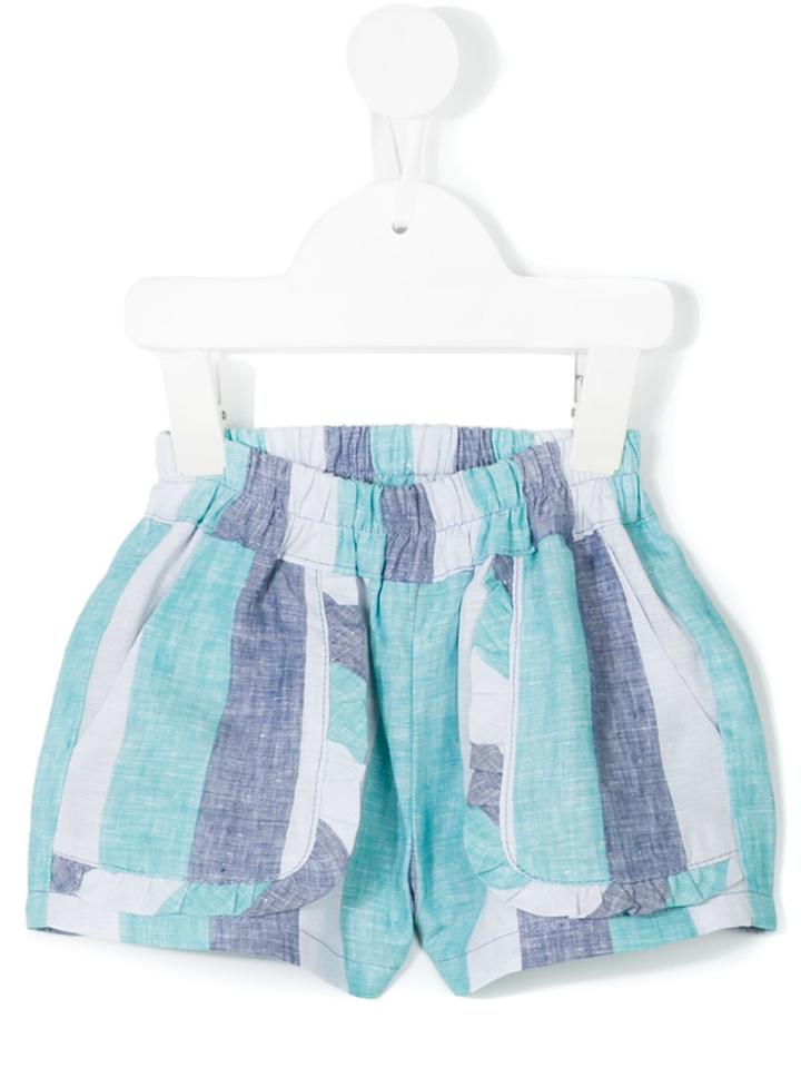 Knot - Ocean Stripes Frill Shorts - Kids - Linen/flax - 4 Yrs, Blue