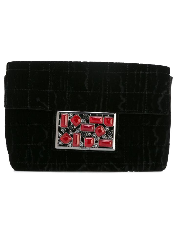 Chanel Vintage Stone Embellished Clutch - Black