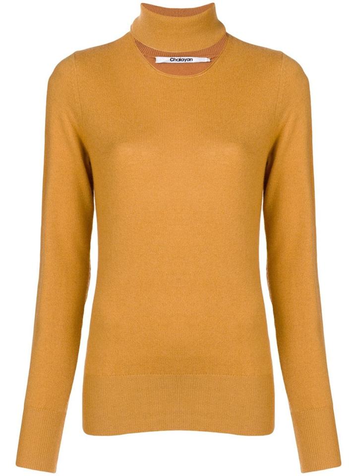 Chalayan Split Neck Sweater - Yellow & Orange