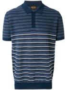 Tod's Striped Knitted Polo Shirt - Blue