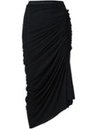 Rick Owens Lilies Draped Skirt, Women's, Size: 40, Black, Cotton/polyamide/viscose