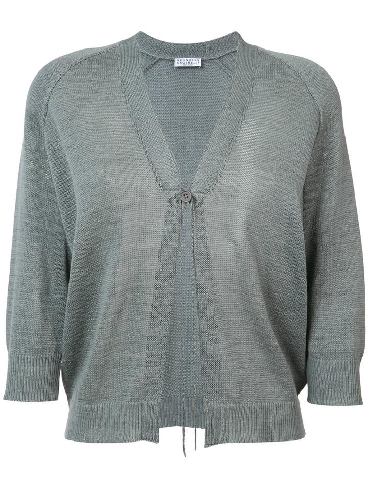 Brunello Cucinelli Relaxed Fit Cardigan, Women's, Size: Large, Grey, Cotton