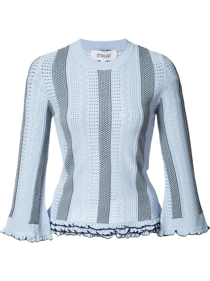 Derek Lam 10 Crosby Cut-out Ruffle Hem Top, Women's, Size: Xs, Blue, Polyester/viscose